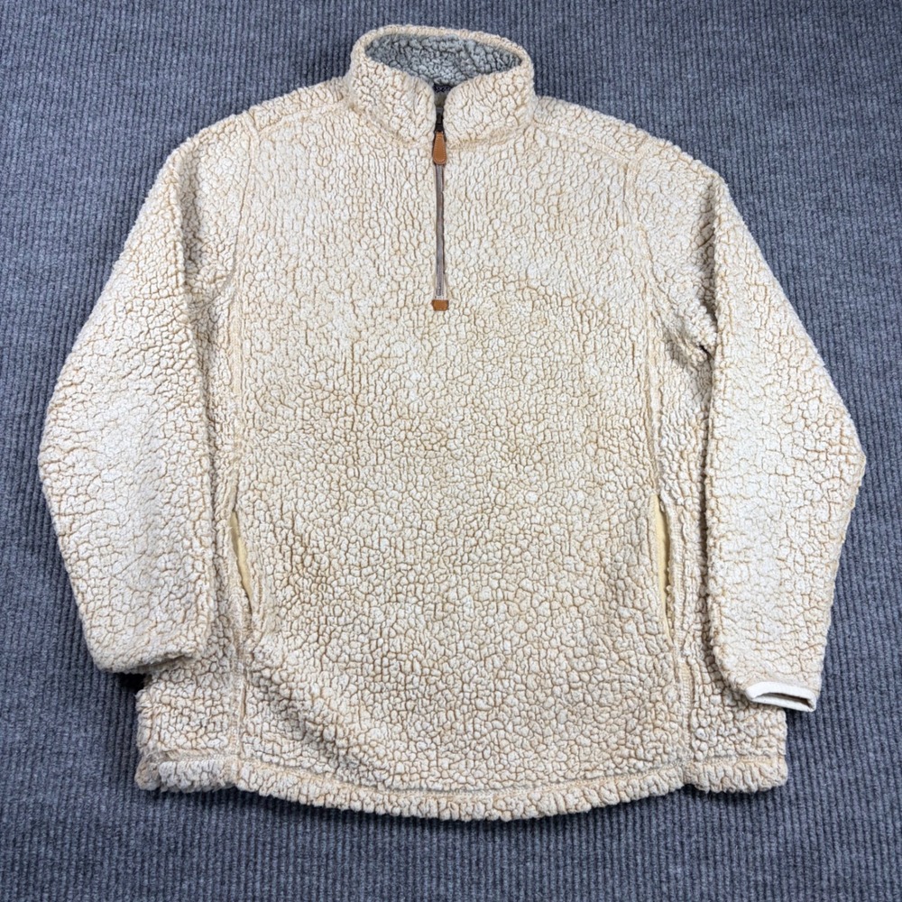 Nordic Fleece Mens L Cream Sherpa Quarter Zip Pullover‎ Sweater
